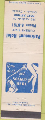Matchbook Cover - Parkmount Hotel Port Arthur ON girlie