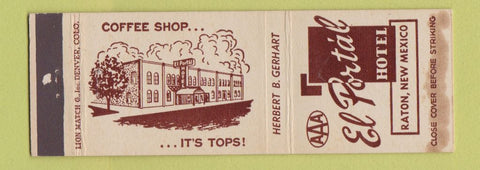 Matchbook Cover - El Portal Hotel Raton NM WORN