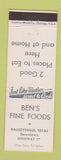 Matchbook Cover - Ben's Fine Foods Hallettsville TX