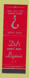Matchbook Cover - Del's Handy Mart Liquors Deli Torrance Dominguez CA