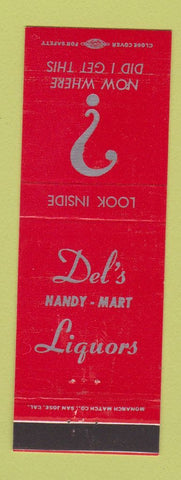 Matchbook Cover - Del's Handy Mart Liquors Deli Torrance Dominguez CA