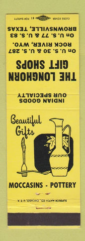 Matchbook Cover - Longhorn Gift Shops Brownsville TX YELLOW