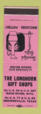 Matchbook Cover - Longhorn Gift Shops Brownsville TX PINK