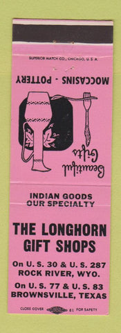 Matchbook Cover - Longhorn Gift Shops Brownsville TX PINK