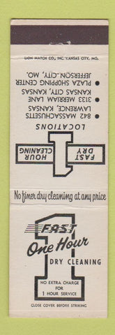 Matchbook Cover One Hour Dry Cleaning Lawrence Kansas City KS Jefferson City MO