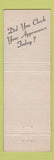 Matchbook Cover One Hour Dry Cleaning Lawrence Kansas City KS Jefferson City MO