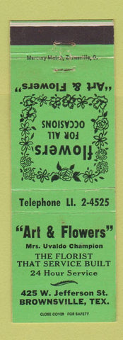 Matchbook Cover - Art & Flowers Florist Brownsville TX