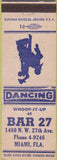 Matchbook Cover - Bar 27 Miami FL girlie back