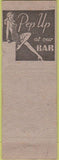 Matchbook Cover - Bar 27 Miami FL girlie back