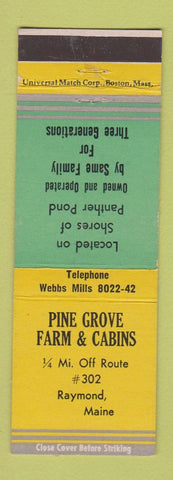 Matchbook Cover - Pine Grove Farm Cabins Raymond ME