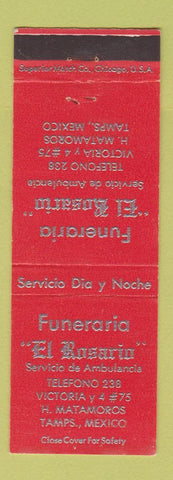 Matchbook Cover - Funeraria El Rosario Matamoros Mexico