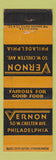 Matchbook Cover - The Vernon Restaurant Philadelphia PA
