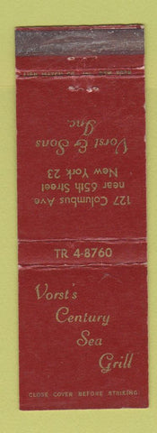 Matchbook Cover - Vorst's Century Sea Grill New York City WEAR
