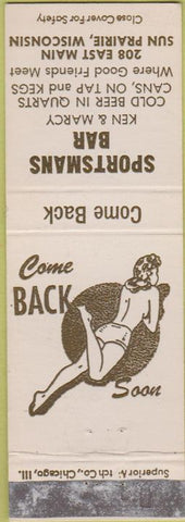 Matchbook Cover - Sportsmans Bar Sun Prairie WI girlie