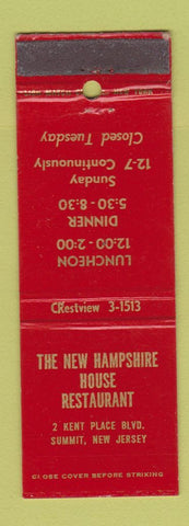 Matchbook Cover - New Hampshire House Restaurant Summit NJ