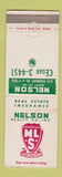 Matchbook Cover - Nelson Real eState Insurance WEAR