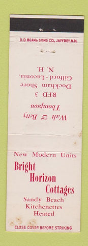 Matchbook Cover - Bright Horizon Cottages Gilford Laconia NH DD Bean WEAR