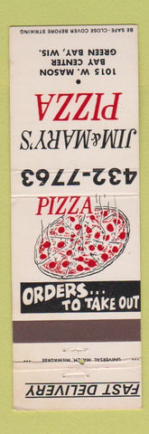 Matchbook Cover - Jim & Mary's Pizza Green Bay WI