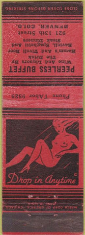 Matchbook Cover - Peerless Buffet Denver CO girlie