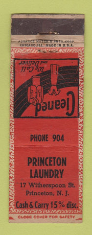Matchbook Cover - Princeton Laundry NJ ADVANCE WORN