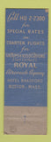 Matchbook Cover - Royal Aircoach Agency Travel Boston MA WEAR