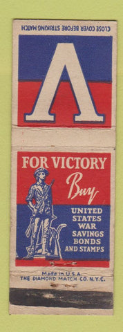Matchbook Cover - WWII Victory Bonds Stamps Diamond WEAR