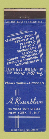 Matchbook Cover - A Rosenblum Appliance New York City