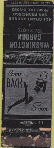 Matchbook Cover - Washington Garden San Francisco CA girlie WORN