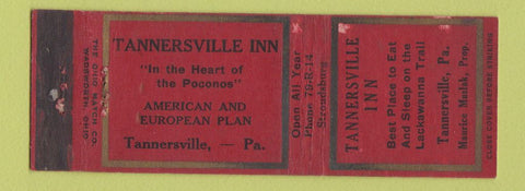 Matchbook Cover - Tannersville Inn PA WEAR