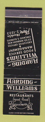 Matchbook Cover - Harding Williams Restaurants Chicago IL
