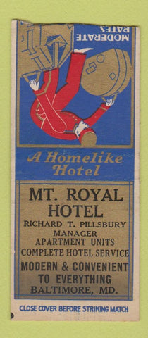 Matchbook Cover - Mount Royal Hotel Baltimore MD BOBTAIL