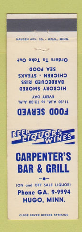 Matchbook Cover - Carpenter's Bar Grill Hugo MN