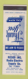 Matchbook Cover - Resco Radio Electric Minneapolis MN