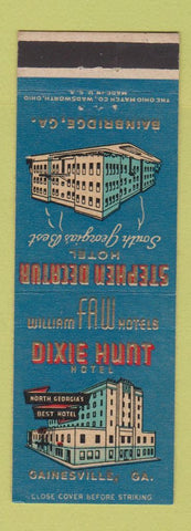 Matchbook Cover - Dixie Hunt Hotel Stephen Decatur Bainbridge Gainesville GA