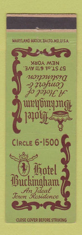 Matchbook Cover - Hotel Buckingham New York City