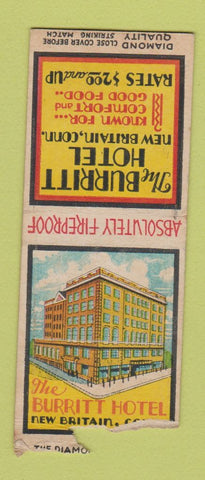 Matchbook Cover - Burritt Hotel New Britain CT DQ BOBTAIL
