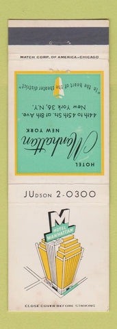 Matchbook Cover - Hotel Manhattan New York City