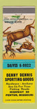 Matchbook Cover - Denny Dennis Sporting Goods Fenton MO