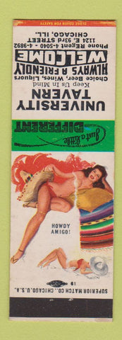 Matchbook Cover - University Tavern Chicago IL pinup