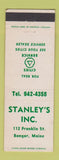 Matchbook Cover - Cities oil gas Stanley's Bangor ME