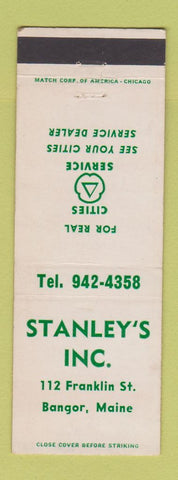 Matchbook Cover - Cities oil gas Stanley's Bangor ME