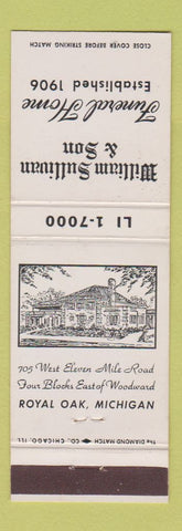Matchbook Cover - William Sullivan Funeral Home Royal Oak MI