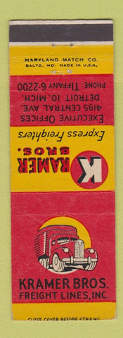 Matchbook Cover - Kramer Bros Freight Trucking Detroit MI