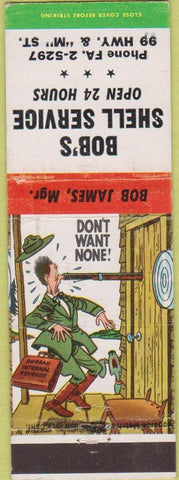 Matchbook Cover - Bob's Shell Oil gas Tulare CA