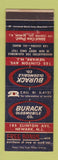 Matchbook Cover - Burack Oldsmobile Newark NJ