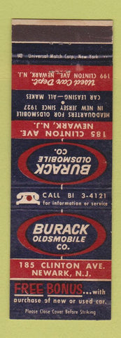 Matchbook Cover - Burack Oldsmobile Newark NJ