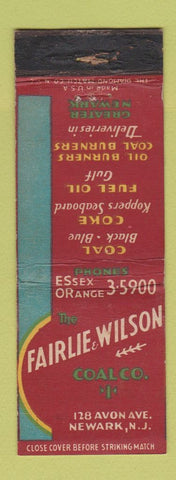 Matchbook Cover - Fairlie Wilson Coal Newark NJ WORN