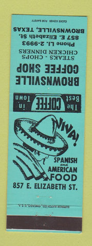 Matchbook Cover - Brownsville Coffee Shop Restaurant TX TEAL