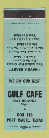 Matchbook Cover - Gulf Cafe Port Isabel TX BLUE