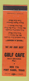 Matchbook Cover - Gulf Cafe Port Isabel TX ORANGE